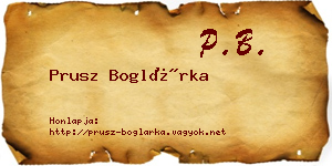 Prusz Boglárka névjegykártya